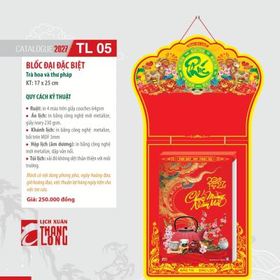 Lịch Bloc Đại Đặc Biệt : Trà Hoa và Thư Pháp